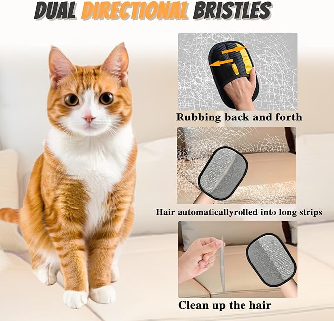 DVDKOLA Pet Hair Removal Glove, Electrostatic Gloves Pet Hair, Pet Double Sided Grooming Glove, Reusable Pet Hair Remover Brush, 2 Pack