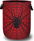 Red Spider Web Laundry Basket, Laundry Hamper Collapsible Oxford Cloth with Handle Clothes Toy Storage Bin for Bathroom Laundry Room Bedroom 15.7 X 20 Inch