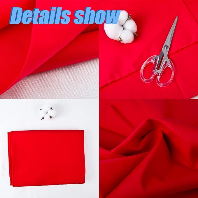5 Yard Red Cotton Fabric,Natural Cotton Poplin Fabric by The Yard, 59 Inches Wide 100% Cotton Fabric,Soft Embroidery Muslin Quilting Material for Sewing Material Apparel Cloth