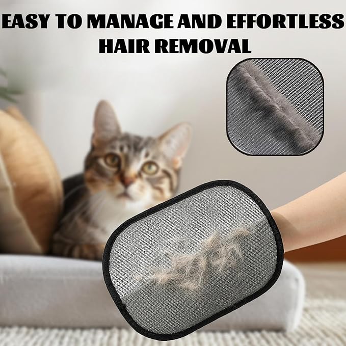 Pet Hair Removal Gloves, Pet Grooming Gloves, Electrostatic Pet Hair Remover Glove for Dogs and Cats, Pet Hair Removal Tool for Furniture, Carpet, Car Seat, Clothes (2PCS)