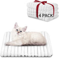 NWK Pack of 4 Fluffy Self Warming Cat Mat, Cat Blanket, Thermal Dog Mat, Washable, Non-Slip Bottom for Sofa & Crate & Kennel & Car Seat (Creamy White, Small (19'' X 15'' X 0.7''))