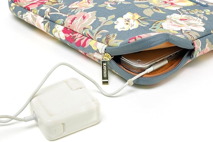 kayond Water-Resistant Canvas 15.6 Inch Laptop Sleeve-Blue Water Hyacinth