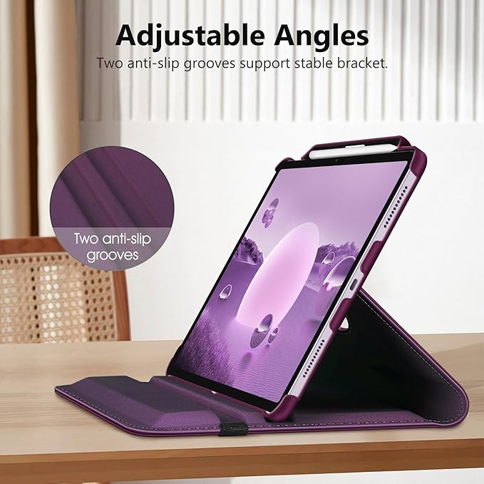 Fintie Rotating Case for iPad Air 13-inch (M3) 2025, (M2) 2024-360 Degree Swiveling Protective Stand Cover with Pencil Holder, Auto Wake/Sleep, Purple