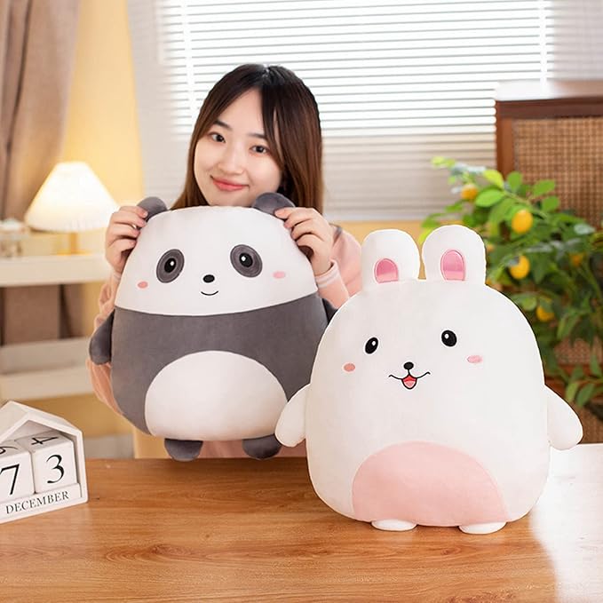lannery Panda Plush Pillow, Panda Stuffed Animal Toy Kawaii Plushies Hugging Pillow Gifts for Room Decor Birthday, 16 inch
