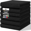 Homaxy Premium Kitchen Towels (18"x 28", 6 Pack), Large 100% Cotton Kitchen Hand Towels, Ultra Absorbent Ribbed Terry Tea Towels Set with Hanging Loop, Black