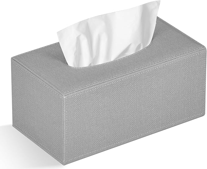 Colylan Tissue Box Cover Rectangular Tissue Box Holder for Bathroom (Grey)