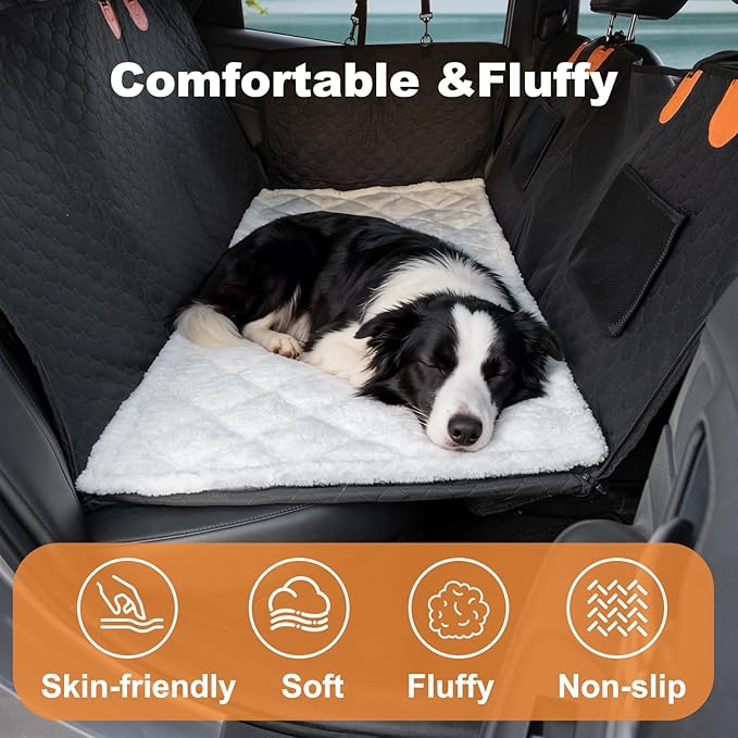 Sanqitara Backseat Pet Bed Mat, Truck Plaid Dog Bed for Car Back Seat, Deluxe Dog Seat Covers, Non-Slip Travel Pet Mat, Fit for Backseat Extenders and Trucks SUV