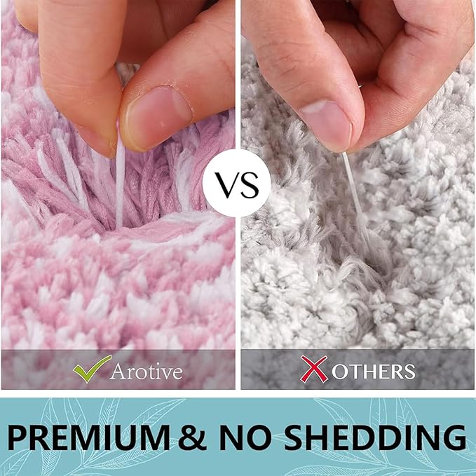 Arotive Microfiber Bathroom Rugs, Shaggy Soft and Absorbent Bath Rug, Non-Slip, Thick Plush Machine Washable Dry Bath Mats for Bathroom, Tub and Shower, 59x24, Mauve, Rectangular