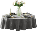 Newbridge Barcelona Damask Fabric Tablecloth, 90 Inch Round, Grey – No Iron, Soil Resistant Table Cover for Dining, Parties and Holidays