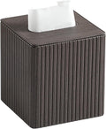 MEIBOOCH PU Leather Tissue Box Cover Square Tissue Box Holder with Magnetic Closure (Dark Brown)