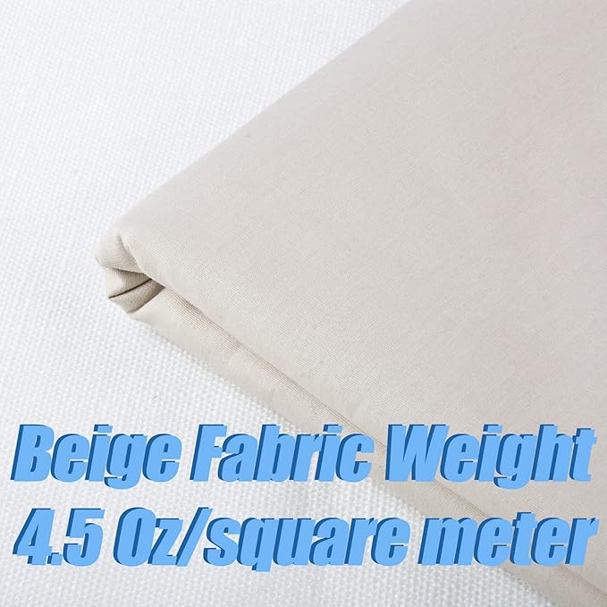 WAFASSZD 2 Yard Beige Cotton Fabric,Natural Cotton Poplin Fabric by The Yard,59 Inches Wide 100% Cotton,Soft Embroidery Muslin Quilting Material for Sewing Material Apparel Cloth