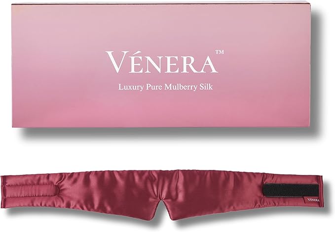 Vénera Silk Eye Mask - 100% Pure Mulberry 22 Momme Silk Sleep Mask, Adjustable Sleep Mask for Women and Men (Adjustable, Cloud Burgundy)