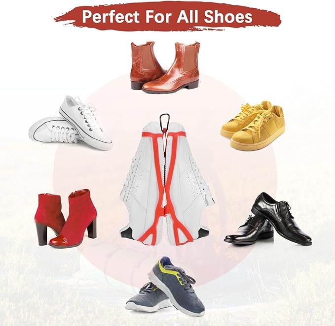 TIXIPEM Shoe Holster for Backpack [1SET] - Elastic Silicone Footwear Holder with Clip Use for Travel & Outdoors & Sports - [Red-M] Hang Extra Shoes Cleats Boots