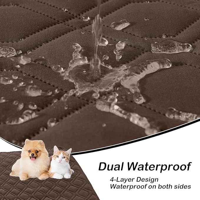 hyha Waterproof Dog Bed Blanket, Soft Pet Blankets, Waterproof Couch Cover for Dogs, Reversible Sofa Covers Washable for Furniture (40x90 Inch, Chocolate/Beige)