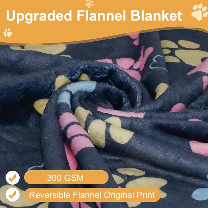 Gowyeg Dog Blanket for Medium Dogs Washable - Soft Fluffy Puppy Blanket with Premium 300GSM Coral Fleece, Cozy Calming Cat Blankets for Indoor Cats for Kitten Doggy, Navy Blue