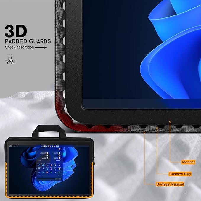 23.8-24 inch Portable Monitor Case Compatible with Ygretyrjh Redalf Hyangin Setcold KEFEYA AOKER Large Portable Monitor with Detachable Stand, Travel Padded Carrying Sleeve Bag