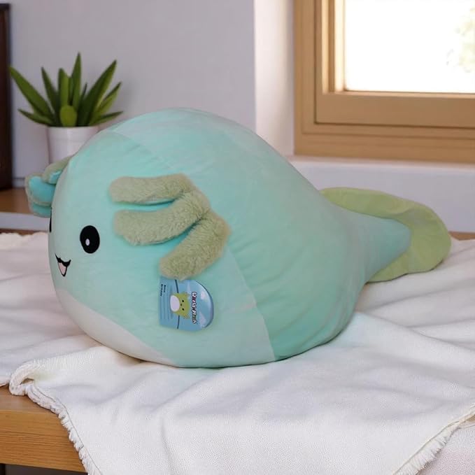 WORLD OF PLUSH 29-Inch Jumbo Axolotl Plush – Giant Stuffed Animal Toy for Kids & Adults – Soft Kawaii Squishy Plushie Pillow – Cute Axolotl Gift for Girls, Boys, Bedroom Decor
