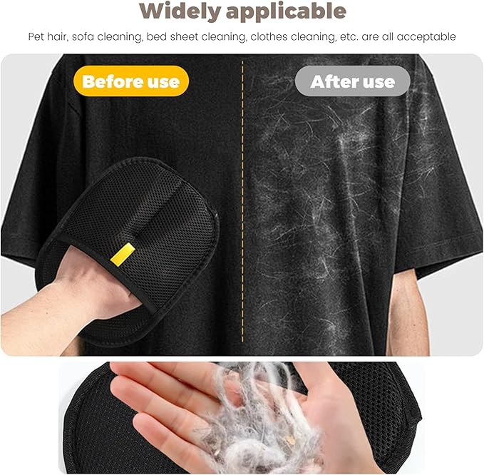 4pcs Pet Hair Remover Glove, Pet Hair Removal Tool, 2025 Electrostatic Pet Hair Removal Gloves for Dogs and Cats,for Pet Hair, for Couch, Clothes, Car, Carpet, Bed, Furniture(Black and pink)