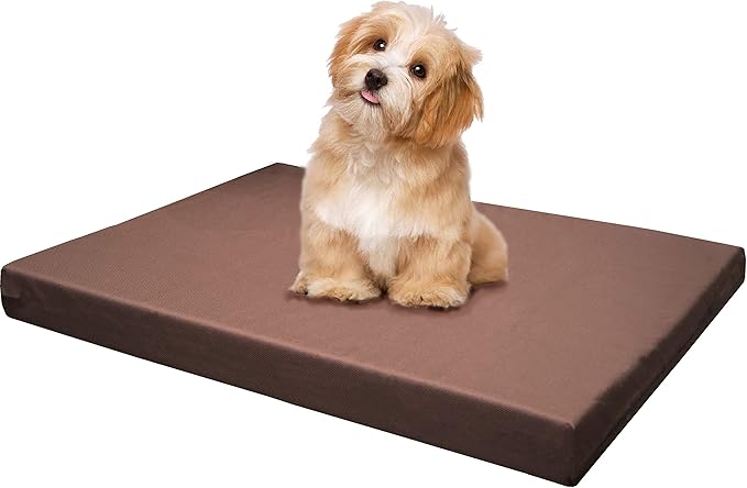 Dogbed4less Memory Foam Platform Dog Bed, Crate Mattress for Orthopedic Joint Relief with Waterproof Removable Cover Medium Large 34X27X3 Brown