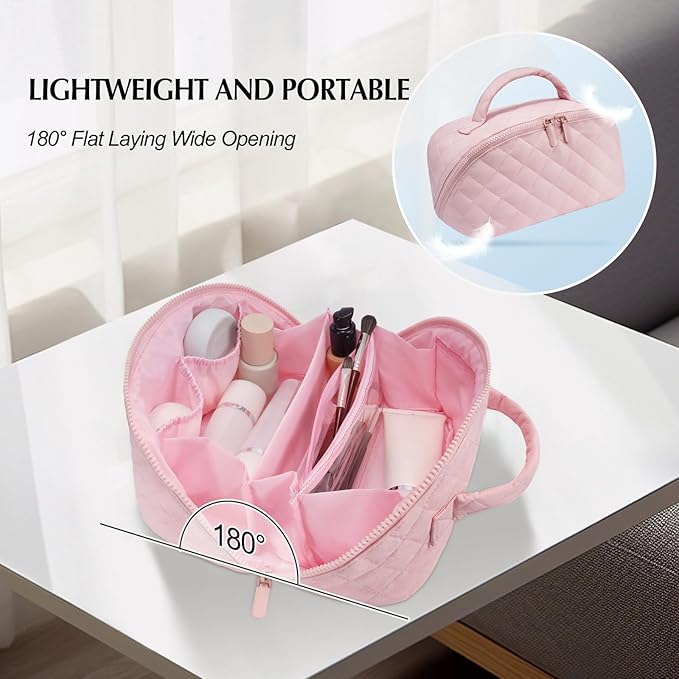 honitty Makeup Bag, Quilted Makeup Bag, Puffy Travel Make up Bags, Cosmetic Organizer Bag, Waterproof Toiletry Bag for Women