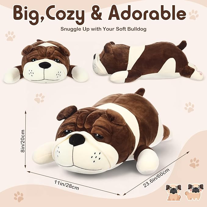 Vertintong 23.6" Huggable Dog Plush, Cute Stuffed Animal, Soft Adorable Cuddle Companion for Kids, Easter Birthday Plush Pillow Gift for Boys and Girls