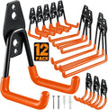 HUPBIPY 12 Pack Garage Hooks Heavy Duty Utility Steel with Anti-Slip Coating Wall Mount Storage Organizer for Hanging Power and Garden Tools, Ladders, Hose, Bikes, Ropes, Bulk Items, and More