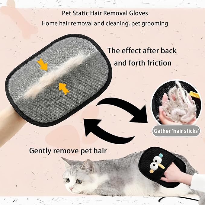 Yehenarn Pet Hair Remover Glove, 2PCS Upgraded Magic Brush Electrostatic Mitt for Dogs & Cats, Pet Hair Removal Glove Tool for Furniture, Car Seat, Clothes, Couches, Carpet, Laundry