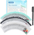 Serfeymi 72 Pcs Pill Pouch Bags for Travel Reusable Plastic Bags 3"x3" 12 mil (Double Sided) Translucent Zipper Pill Pouches for Medicine with Slide Lock & Writable Label, 1x Marker-White+Green+Black
