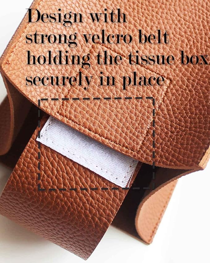 Tissue Box Cover Large Rectangular – Plus Size Leather Tissue Box Holder with Bottom Belt [JESMINI, Camel Brown] Long Rectangle Tissue Holder for Bathroom/Car/Office Decor