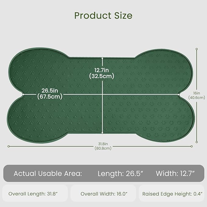 PWTAA Dog Food Mat Anti-Slip Silicone Dog Bowl Mat Thicker Pet Placemat Waterproof Cat Feeder Pad with Raised Edge Puppy Kitten Feeding Mats Suitable Small Medium-Sized Dogs Cats Eating Tray