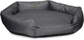 K9 Ballistics Tough Ripstop Oval Bolster Dog Bed, Calming Round Den Shape, Scratch Resistant, Machine Washable - Medium, Titanium Premium Finish