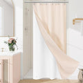 Craidlela 3 in 1 Stall Half Size Blush Pink Shower Curtain Set-36 W x 72 H, Modern Waffle Waterproof Fabric and PEVA Liner Set with Stainless Steel Hooks