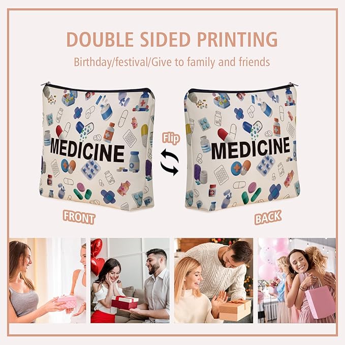 Girlly Medicine Makeup Bag Gifts: Colorful Medical Themed Cosmetic & Toiletry Organizer Pouch For Teen Girls & Women Doctor Nurse Healthcare.Ideal Gift For Travel, Birthdays, & Christmas.