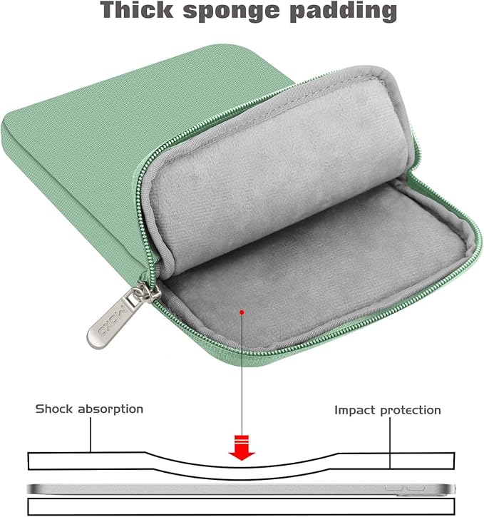 MoKo 13 Inch Tablet Sleeve Fits 13inch iPad Air M3 2025, iPad Pro M4/Air M2 2024, iPad Pro 12.9, Galaxy Tab S8+/S9+ 12.4, Polyester Bag Fit with Apple Pencil or Smart Keyboard, Bodhi Green