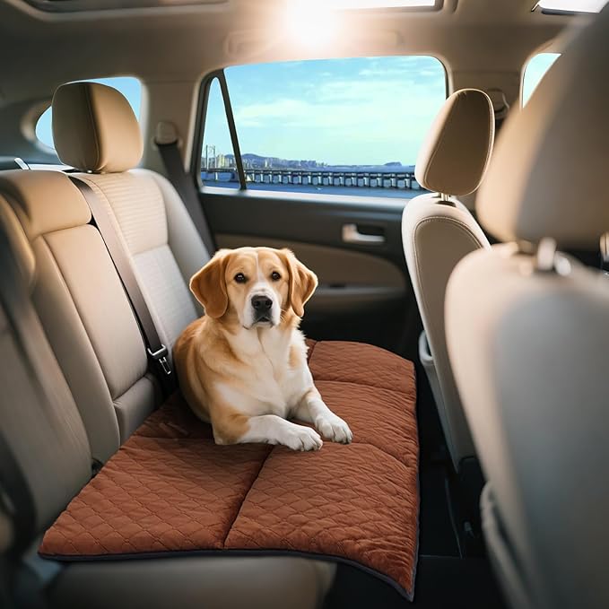 XUYEDOGLSH Car Backseat Dog Mat, Comfortable Non-Slip Cushion Suitable for Travel Dog Bed and Pet Home Sofa Blanket, Custom Mat for Car Backseat Extender and Seat Cover (Brown 51.2x23.6in)