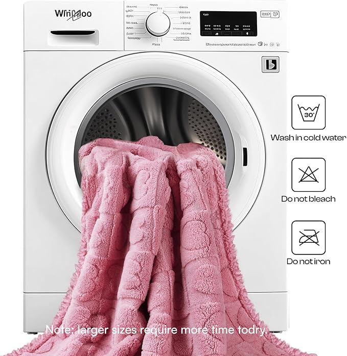 Luciphia Waterproof Dog Blanket for Medium Large Dogs Washable Bed Couch Protector Soft Fluffy 3D Heart Jacquard Pet Blanket with Sherpa Fleece Cozy Calming Throw Blankets，Pink 57x40 inch
