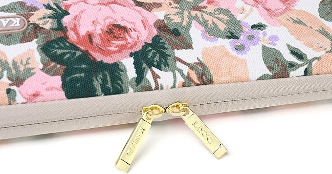 Kayond Canvas Water-Resistant 14 Inch Laptop Sleeve case for 14.1inch Notebook Compute (14-14.1 inch, White Camellia)