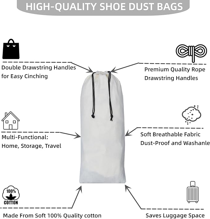 GONGKANGYUAN 4 Pack Shoe Bags for Travel Flannel Single Shoe Pouch with Drawstring for Men Women Travel Protecting Storing Shoes