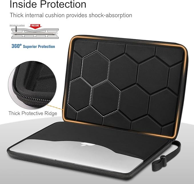 FINPAC Hard Laptop Sleeve with Accessory Pouch Compatible with 15.3 inch MacBook Air M4 M3 M2 2025 2024, 16.2 inch MacBook Pro M4/M3/M2/M1 Pro/Max, Waterproof Case for Surface Laptop/Book, Black