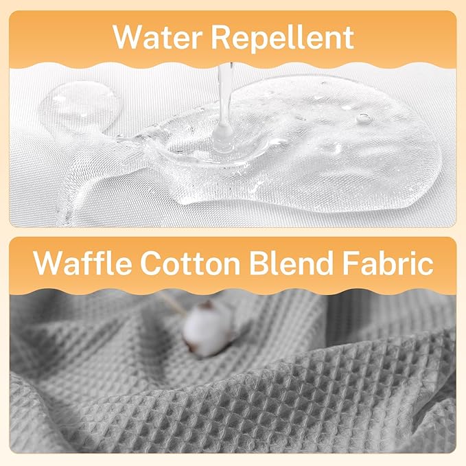 River Dream Lake Wanaka Fabric Shower Curtain Set, Cotton Blend, Waffle Weave, with Snap in Replacement Liner，71 x 86 inches