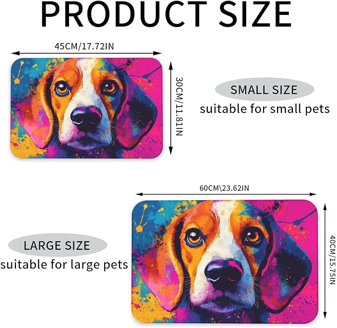 Beagle Food Mat for Floors Waterproof,Quick Dry Anti-Slip Dog Bowl Mats for Food and Water,Pet Feeding Mats,Pet Placemat for Messy Drinkers to Protect Floors,Pets Supplies 23.62×15.75in