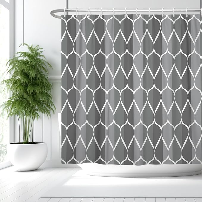 MCCKTIU Gray Modern Bathroom Shower Curtain - Waterproof Fabric, Machine Washable - 72 x 72 Inches