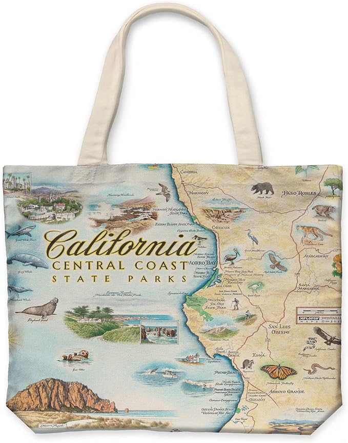 Xplorer Maps Canvas Tote Bag with Handles, Cloth Grocery Shopping Bag, Reusable & Eco-friendly Bag, 100% Cotton, Washable