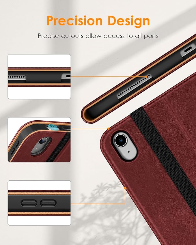 DTTO for iPad (A16) 11th Generation Case 11 Inch 2025, iPad 10th Generation Case 10.9 Inch 2022, Premium Leather Business Folio Stand Cover with Pencil Holder - Auto Wake/Sleep, Burgundy Red