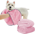 KUEIOX Dog Towels for Drying Dogs Small Medium Large, 2 Pack Dog Cat Drying Bath Towel 30.3"x13.8" with Hand Pocket,Absorbent Pet Towel for Dog Cat Pink