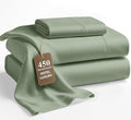 Lane Linen 100% Cotton Sheets - 450 Thread Count, 3 Pc, Long Staple Twin XL Soft Satin, Bedding, Breathable Cooling Sheets- Iceberg Green