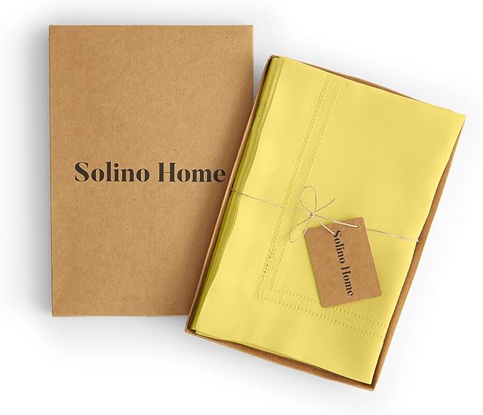 Solino Home Linen Cloth Napkins Set of 4-100% Pure Linen Sunshine Yellow Dinner Napkins 20 x 20 Inch for Spring, Easter - Double Hemstitch, Handcrafted and Machine Washable