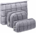 Huhumy 3 Pcs Puffy Makeup Bag Quilted Cosmetic Pouch for Women Cute Checkered Travel Toiletry Bag Puffer Makeup Organizer Purse Pouch Preppy Pencil Case with Zipper