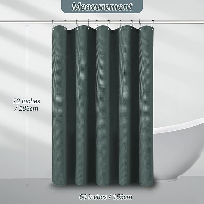 PANGSINNE 60 inch Stall Shower Curtain - Waffle Weave Heavy Duty Thick Fabric Shower Curtains for Bathroom, Weighted Hotel Spa Luxury Cloth Bath Curtain Set with 10 Hooks, 60x72, Stormy Weather
