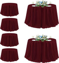 sancua Round Tablecloth 132 Inch Diameter, 6 Pack Burgundy - Circle Polyester Fabric Table Cloth for Christmas Party Reception Banquet Birthday, Washable Formal Table Cover (Fit 54-96 Inch Tables)